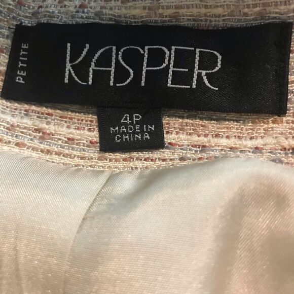 Kasper Skirt Suit Women’s Petite Size 4P Cream Tweed 2-Piece Set Blazer & Skirt - Picture 6 of 7